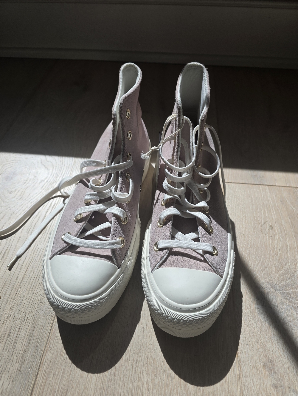 Converse High-Top Platform Suede Sneakers in Dusty Purple